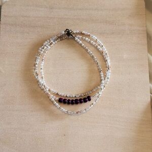 Chic Gold Filled & White Cat’s Eye Triple-Strand Beaded Bracelet